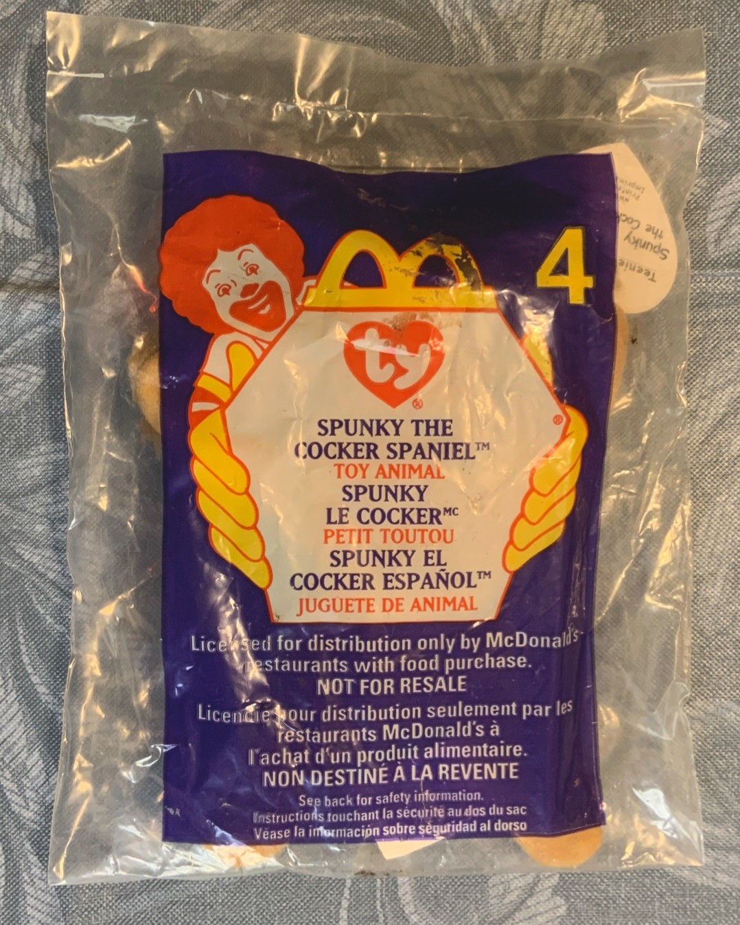 McDonalds Happy Meal Toy, Beanie Babies #4 : SPUNKY the Cocker Spaniel , c. 1999