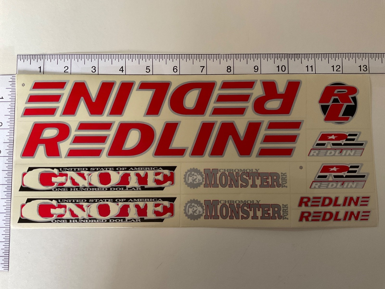 REDLINE Sticker  Set, Red, Silver & Black.