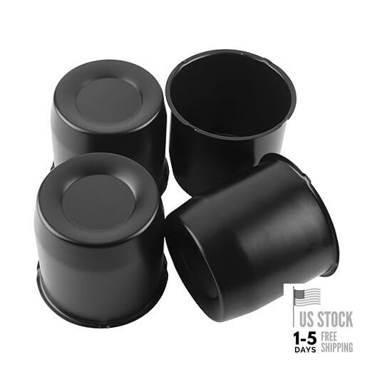 4Pcs 5.15inch Stainless Trailer Wheel Center Caps 5.15" OD 4.92" H Matt Black