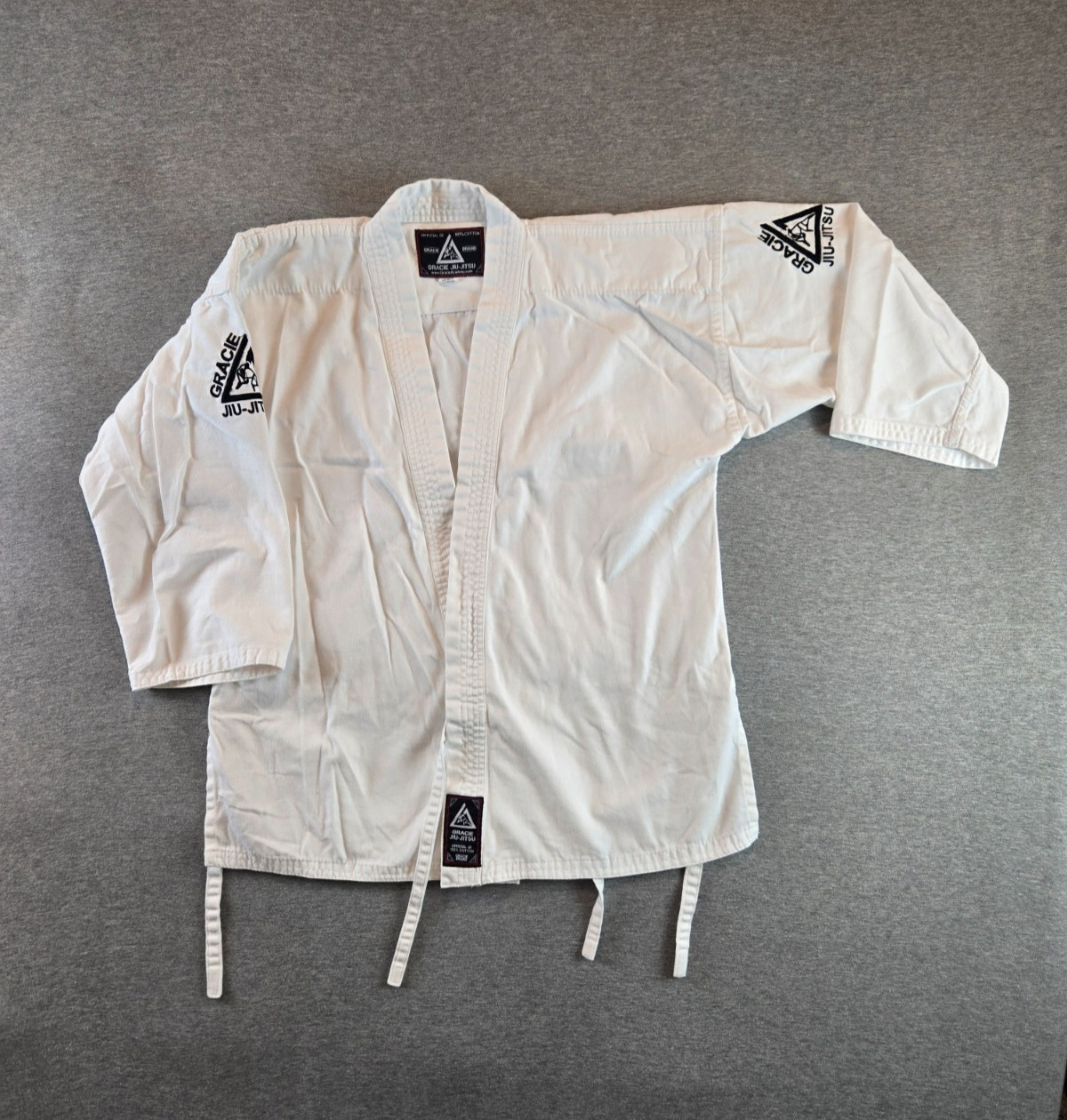 Gracie Jiu-Jitsu Official Gi Youth Unisex size 2/150 White Cotton Lightweight