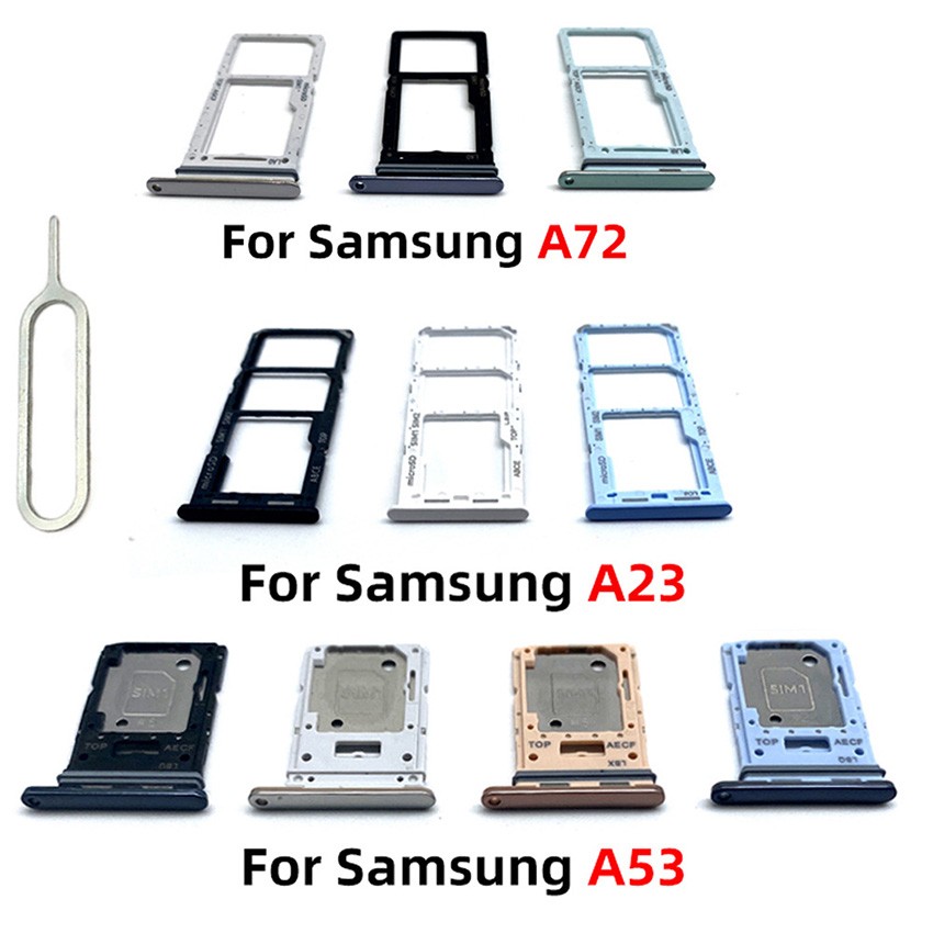 Dual SIM Card Slot SD Card Tray Slot Piece for Samsung A72 5G w/Card Removal Pin