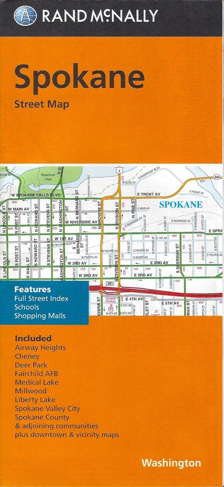 Spokane, Washington, Street Map, by Rand McNally
