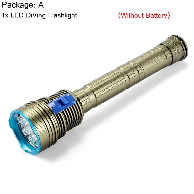 Scuba Flashlight Professional Underwater Diving IPX68 Waterproof Torch 9 LED Lig