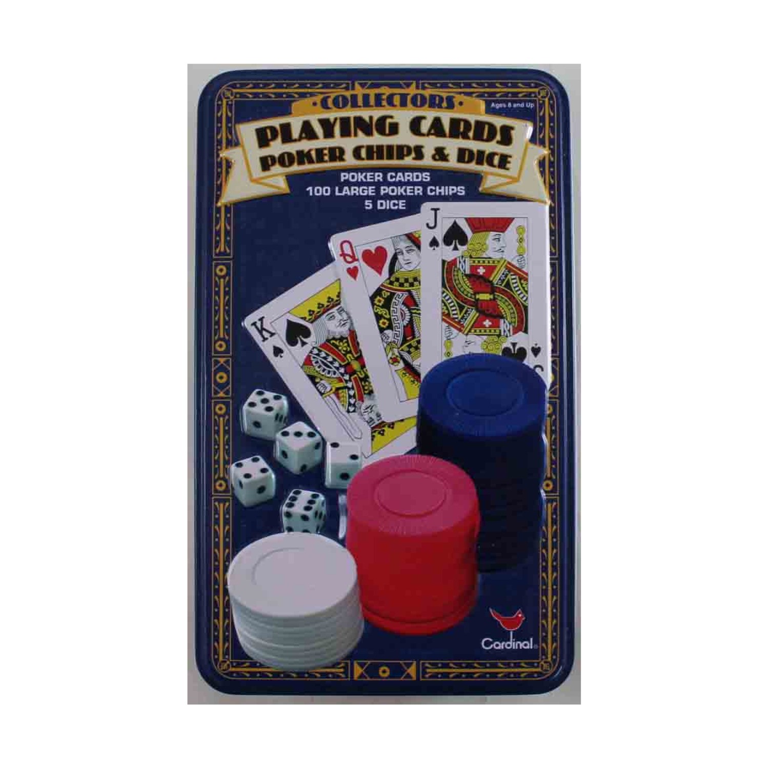 Cardinal Boardgame Collectors Playing Cards, Poker Chips & Dice Box EX/NM