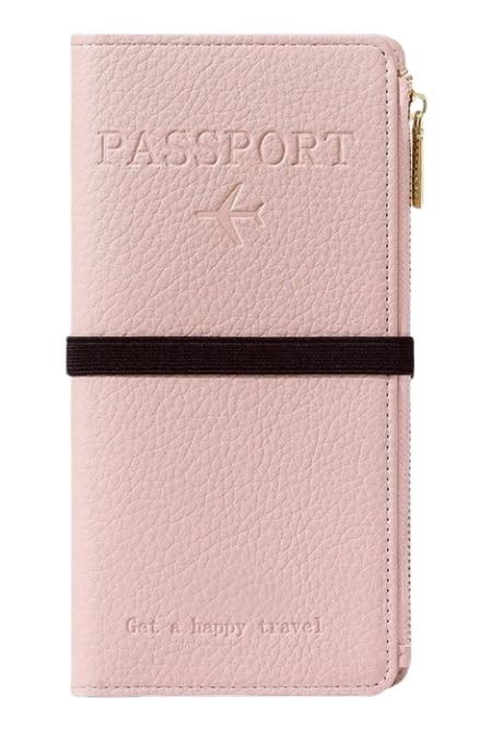 Leather Passport Wallet for Women, RFID Blocking Passport Holder with Zipper ...