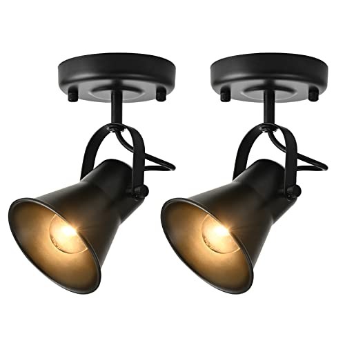  Industrial Mini Track Lighting Ceiling Light Spot 1-Light (2 Pack) Black