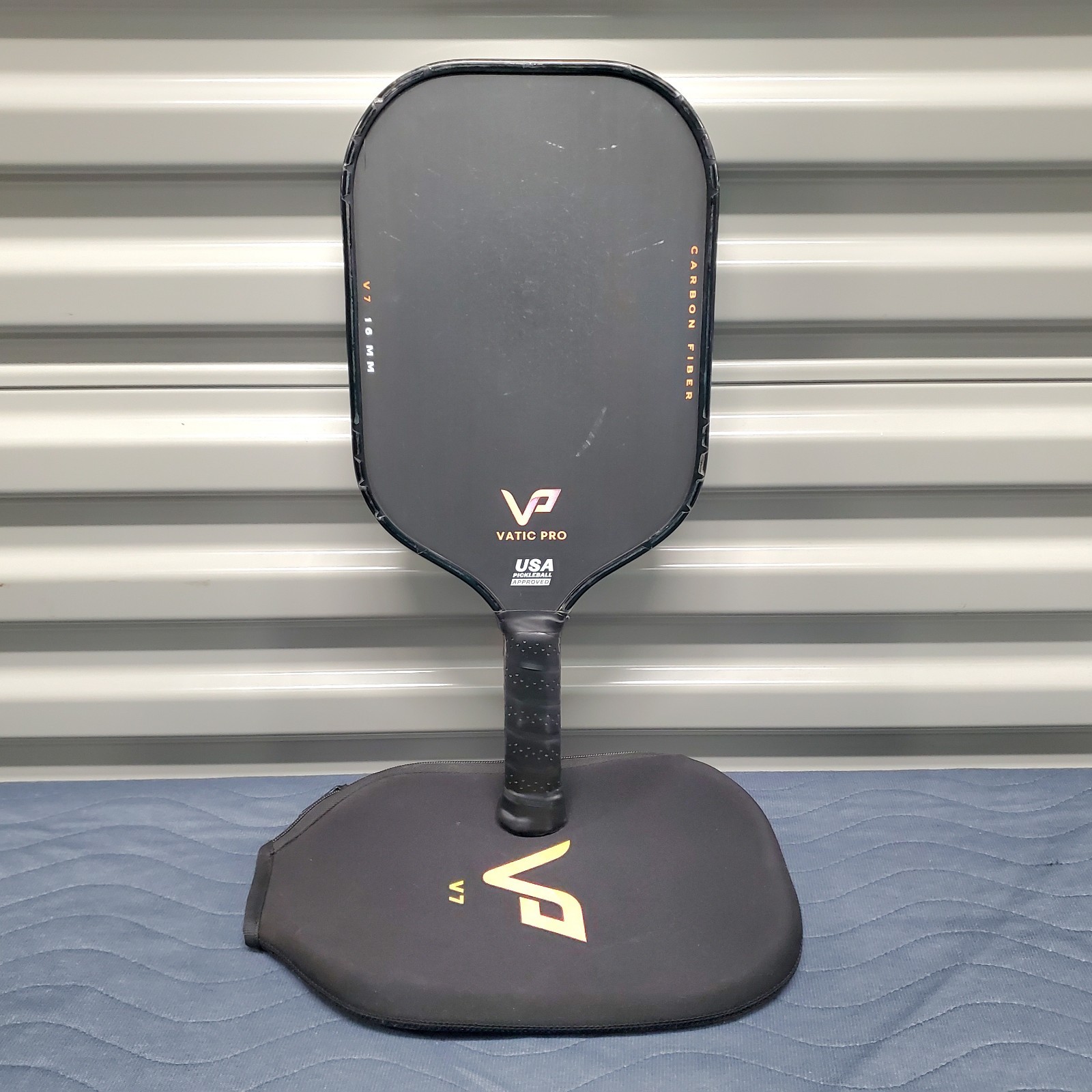 Vatic Pro V7 Pickleball Paddle 16mm Carbon Fiber Sleeve Cover Black *Edge Wear*