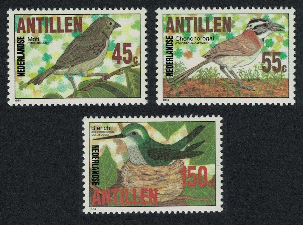 Neth. Antilles Grassquit Sparrow Emerald Birds 3v 1984 MNH SG#863-865
