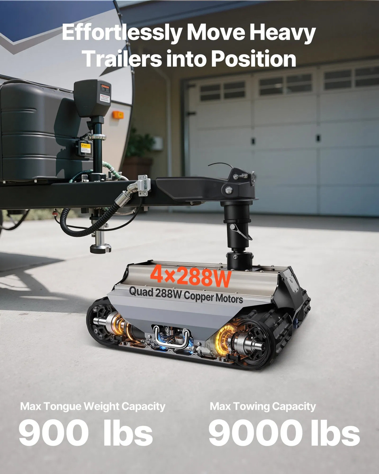 Electric Trailer Mover, 9000 lbs Max Towing Capacity, Remote-Controlled Trailer