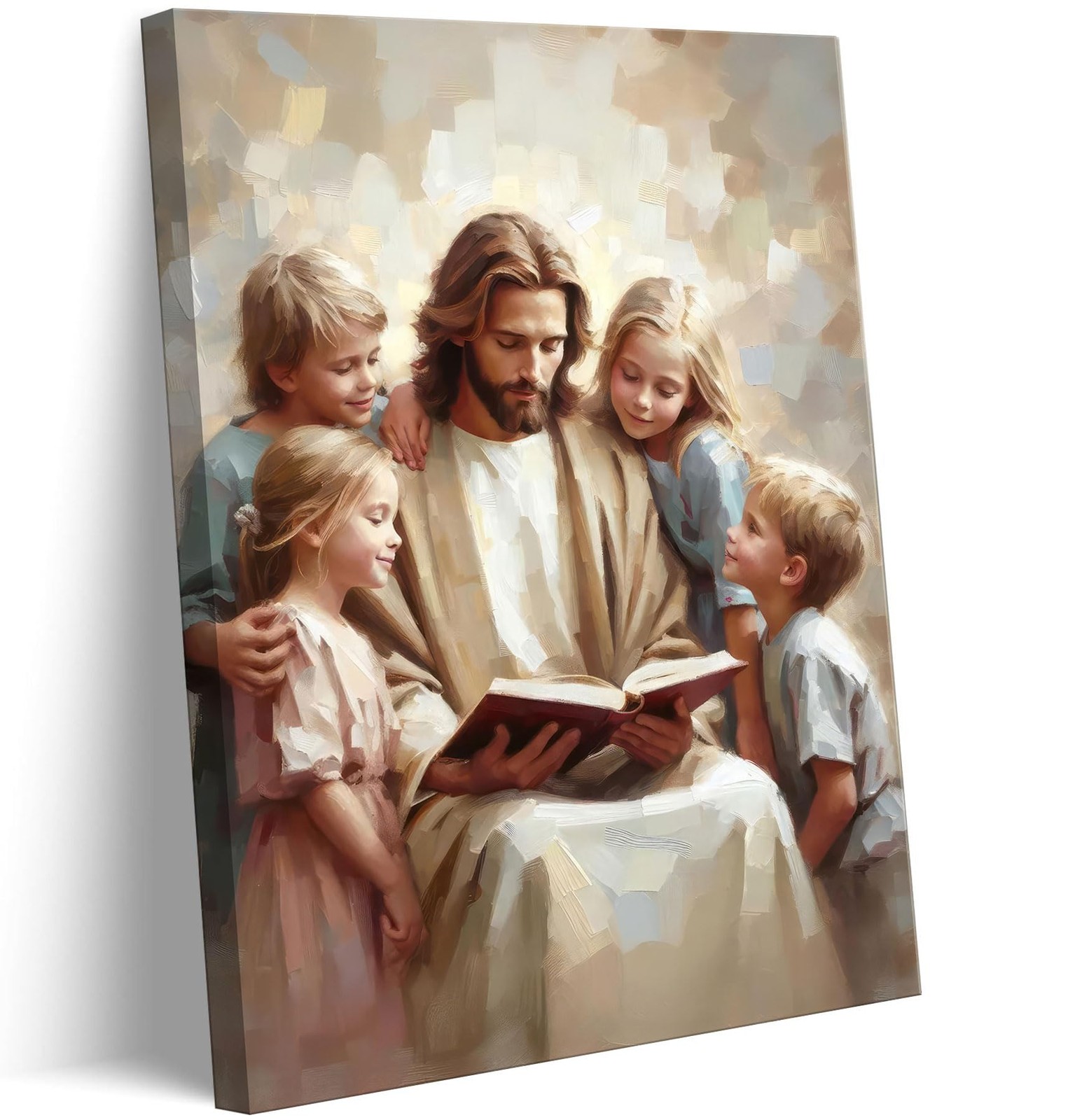 Jesus Teaching Children Canvas Wall Art Christian Kids Room Wall Decor Pictur...