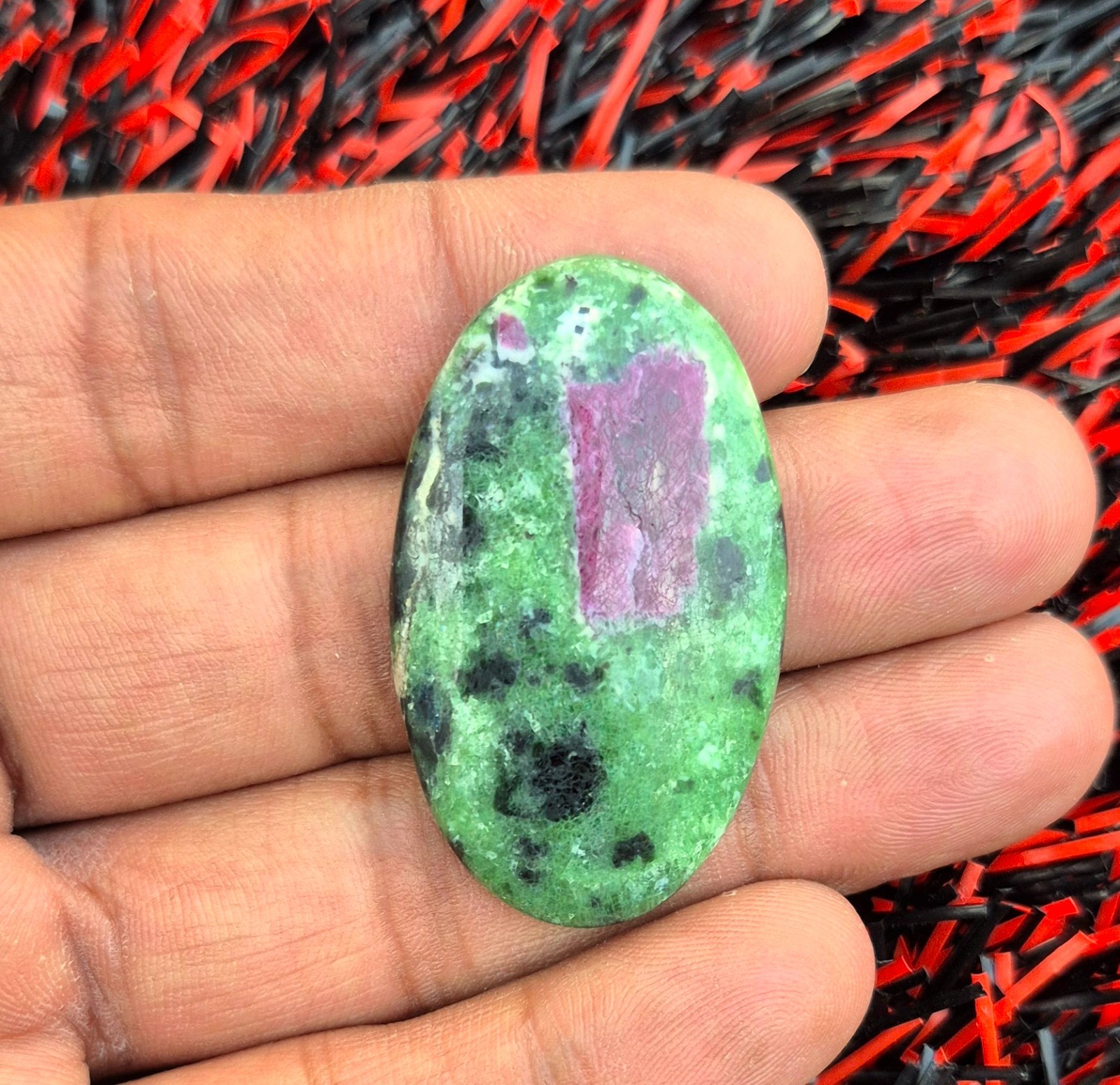 Natural Green Ruby Zoisite Cabochon Oval Shape Ruby Zoisite Loose Gemstone
