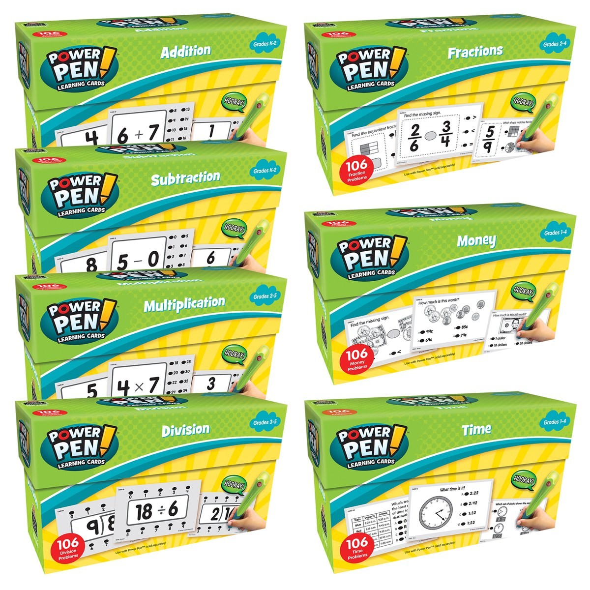 Teacher Created Resources Set of 7 Power Pen Learning Math Quiz Cards