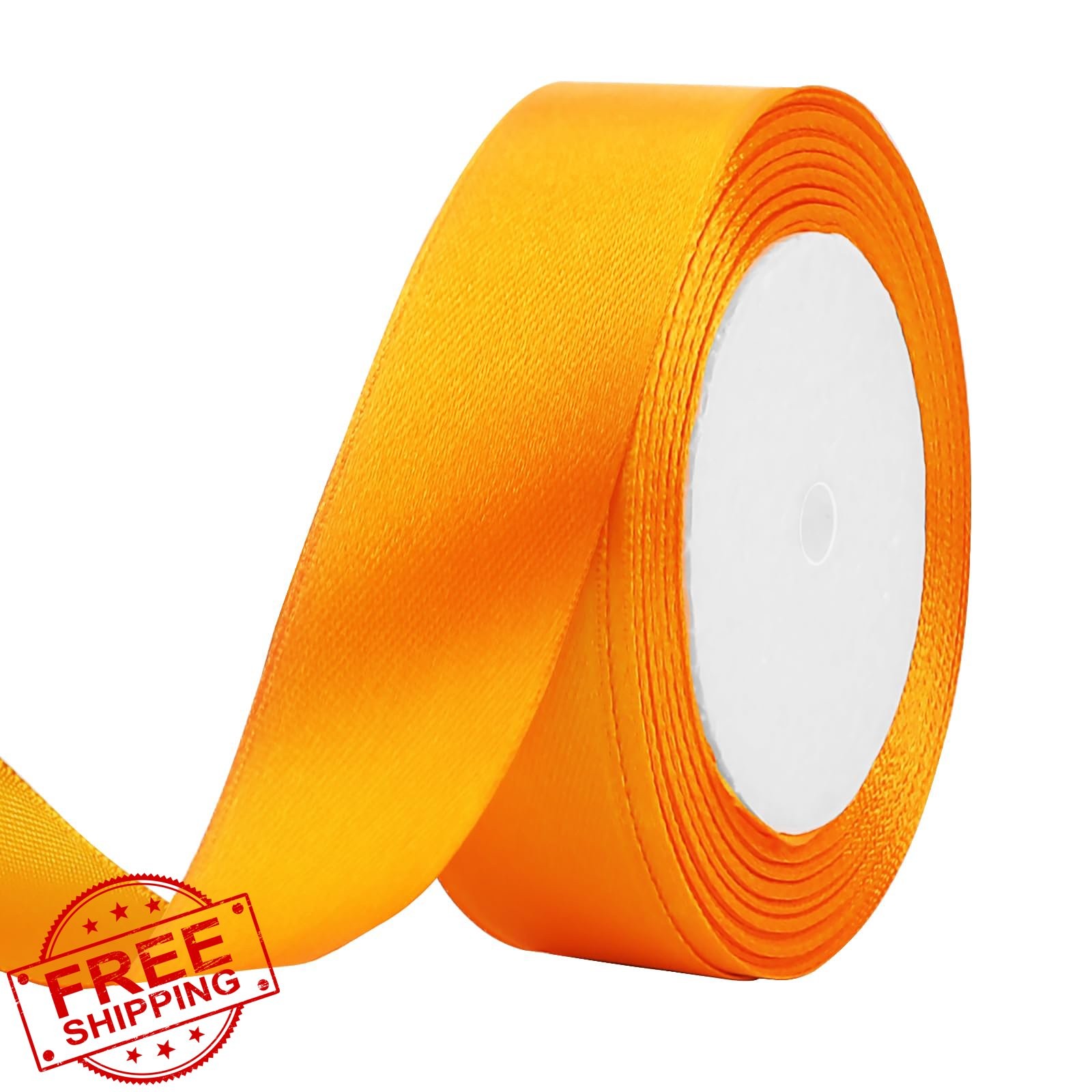 25 Yard Orange Satin Ribbon 1 Inch Craft Gift Wrapping Bows