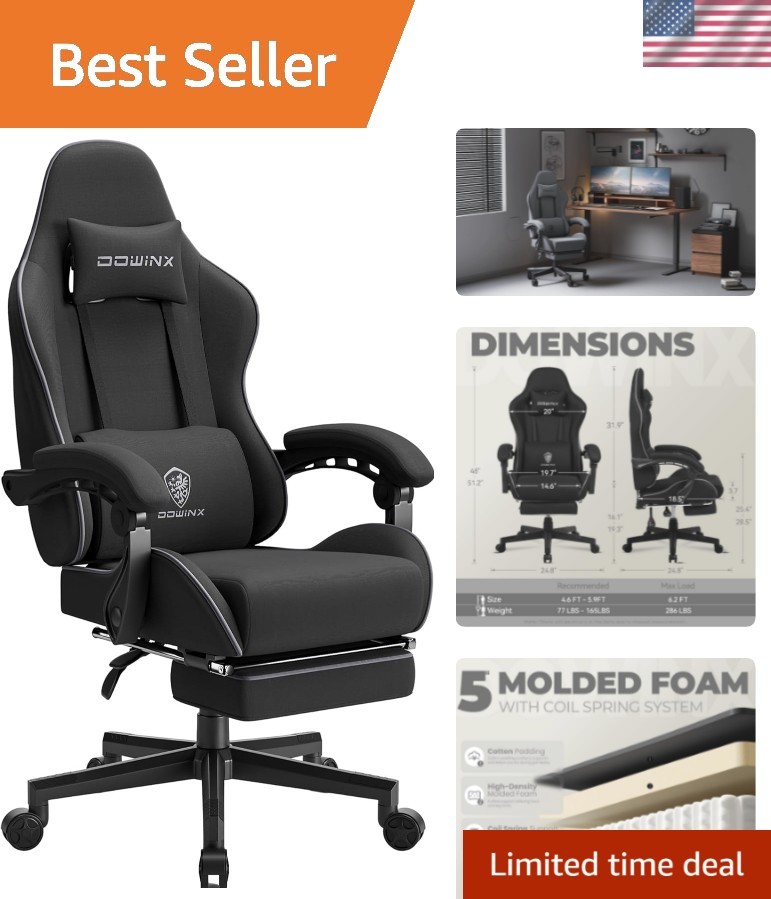 Gaming Chair Fabric with Pocket Spring Cushion, Massage Game Chair Cloth with...