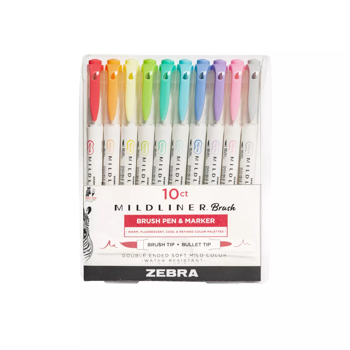 Zebra 10Ct Mildliner Dual-Tip Creative Colorful Markers Gifting: Artist Markers,