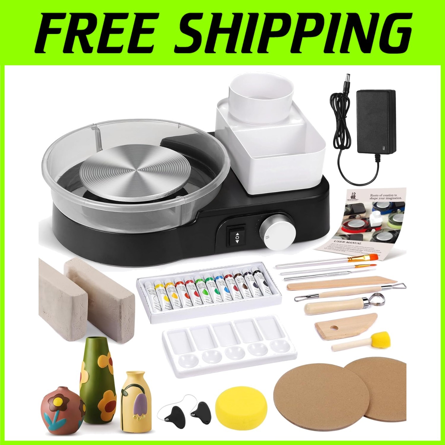 Air Dry Clay Pottery Wheel - 6" Turntable, Two-Way Rotation