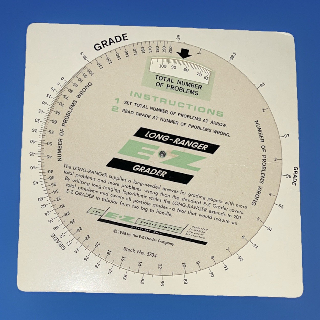 Vintage 1968 E-Z Grader Long Ranger Grading Chart *RARE* Stock #5704  Clean VGC