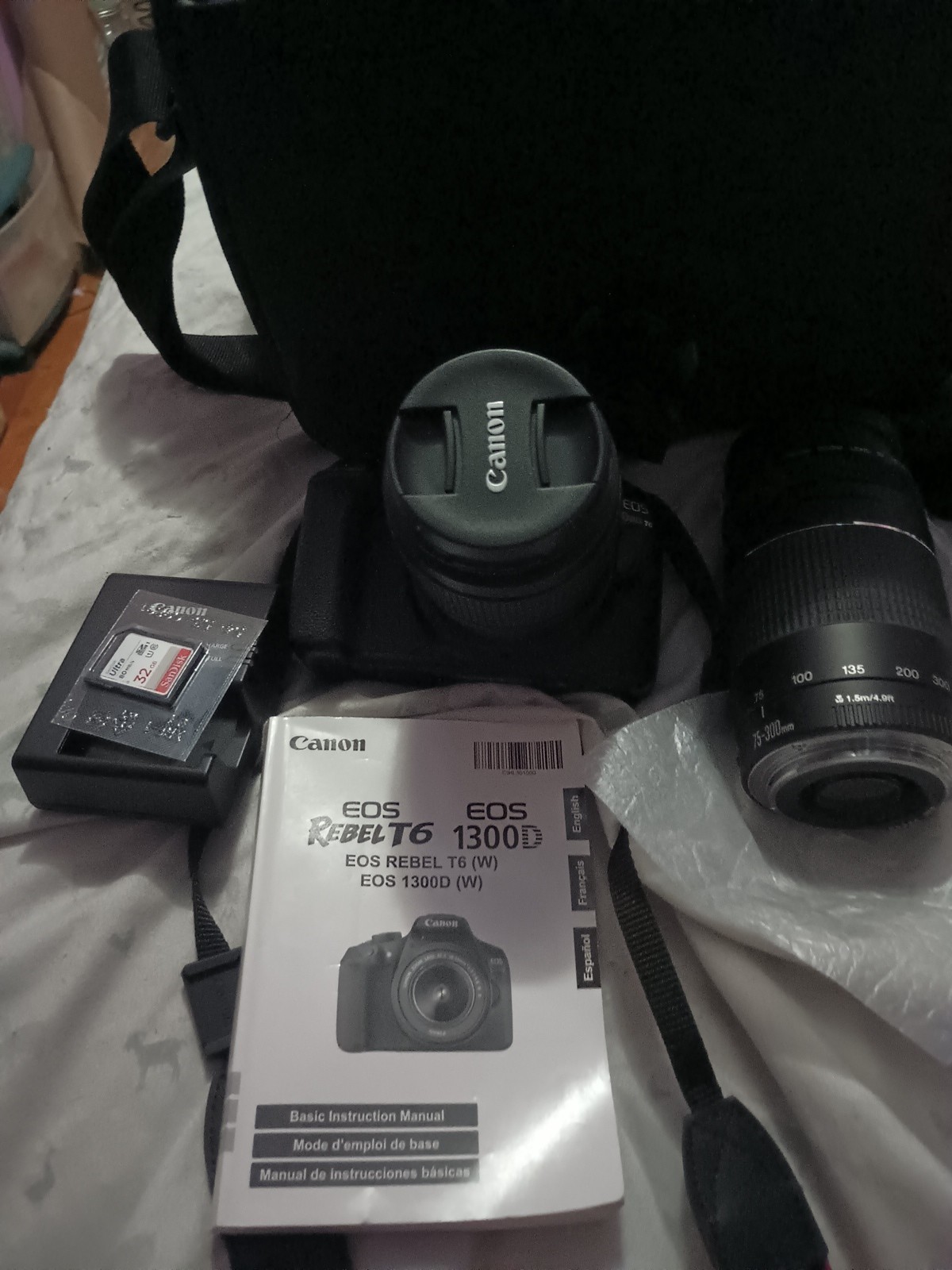 Canon EOS Rebel T6 DSLR Camera, 18-55mm Lens SD Card + Battery + Charger + Strap