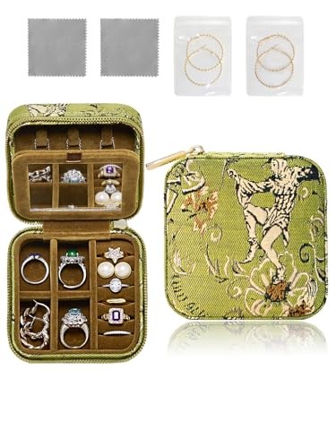 Small Travel Jewelry Box for Women - Mini Personalized Jewellery Green