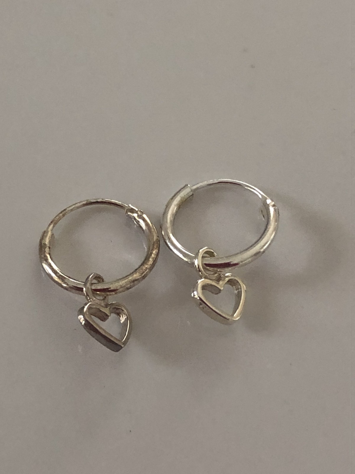925 Sterling Silver Tiny Open Heart Sleeper Hoop Kids Girls Earrings 10mm