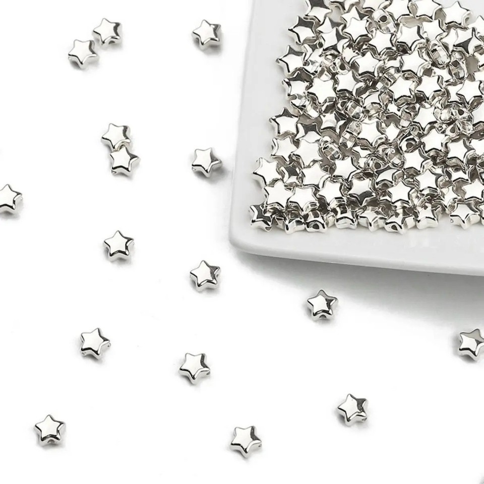 6mm Star Shape CCB Beads Gold Silver Plated Loose Spacer Beads Jewelry DIY