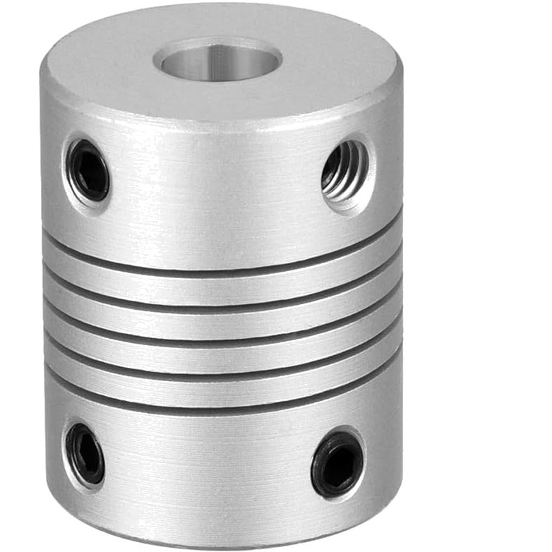 Durable Silver 6mm to 6.35mm Aluminum Coupling - Zero Backlash Flexible Design