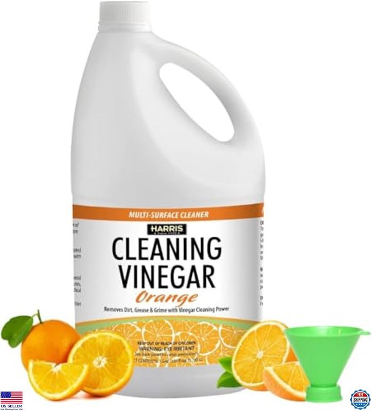 Harris 128oz Multi-Purpose White Vinegar Cleaner with Orange Scent & Pour Funnel