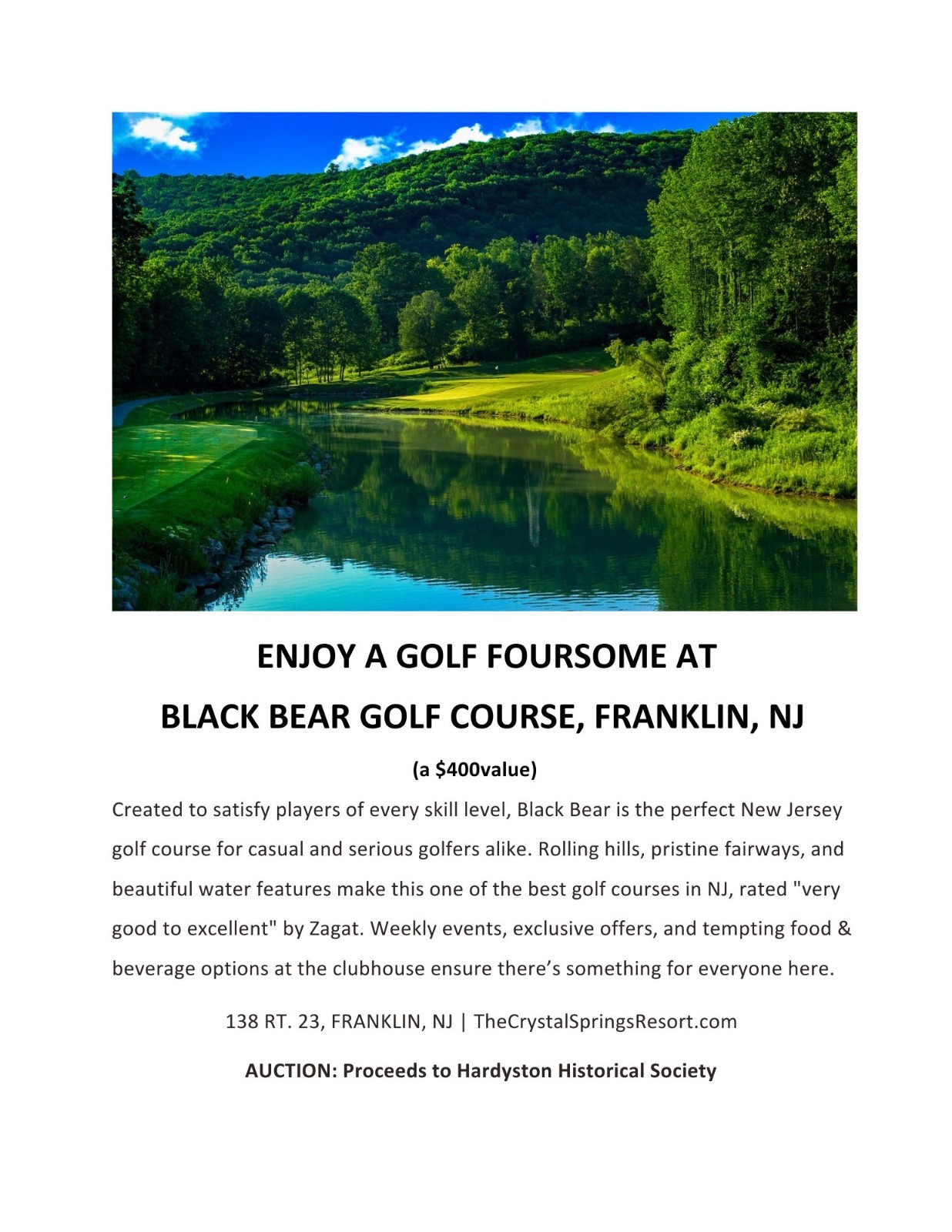 Foursome Round of Golf at Black Bear Golf Course, Franklin NJ ($400 value)