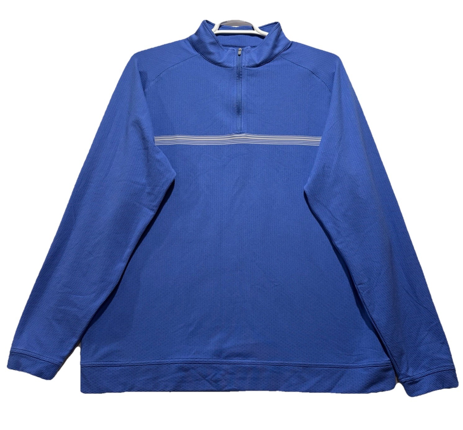 Peter Millar Perth Engineered 1/4 Zip Pullover Men's XXL Blue Stripe Wicking