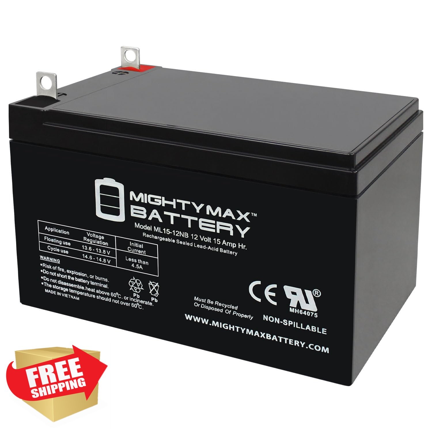 Mighty Max ML15-12NB 12V 15AH SLA AGM Battery