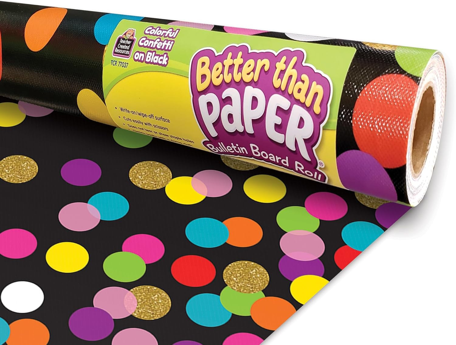 Colorful Confetti on Black Better than Paper Bulletin Board Roll (TCR77037)