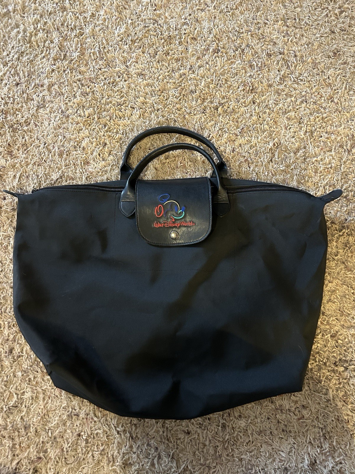 Vintage Walt Disney World Mickey Mouse Large Black Tote Bag 