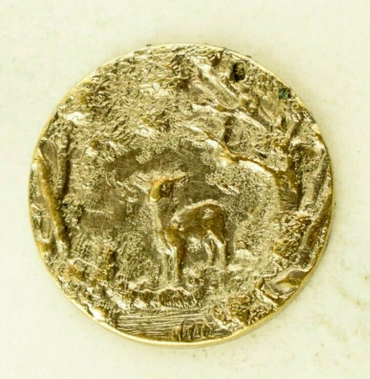 1840s-70s Deer Stag Buck Hunting Button Original 3 C3DT