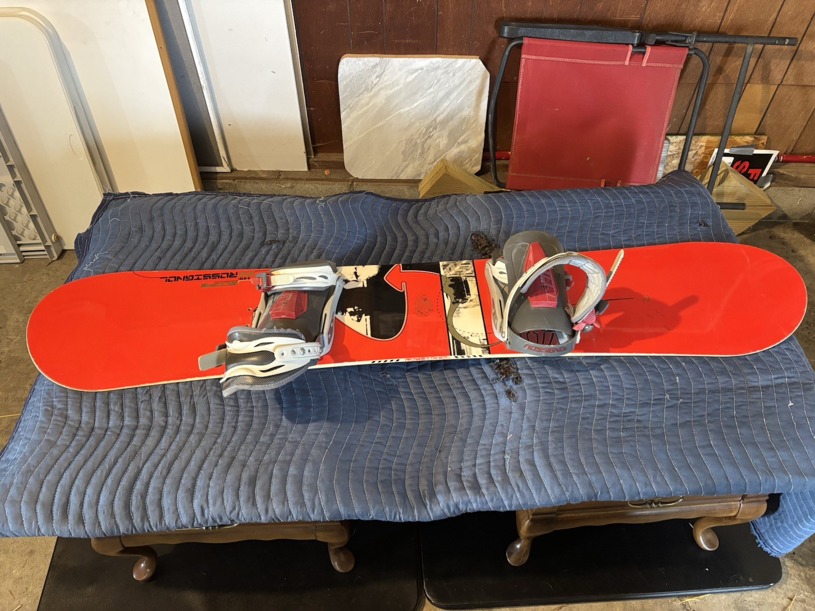 Rossignol Snowboard with Bindings Red Green Black White