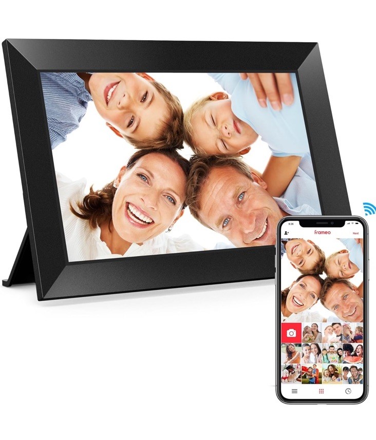 BIGASUO Digital Picture Frame, 10.1" Frameo Digital Frame WiFi with 32GB Memory