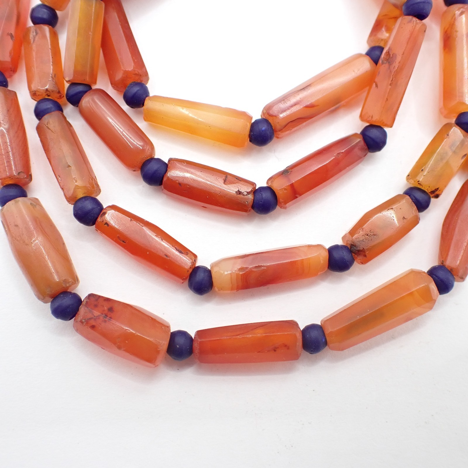 36" strand AGATE CARNELIAN STONE trade beads African antique old collection