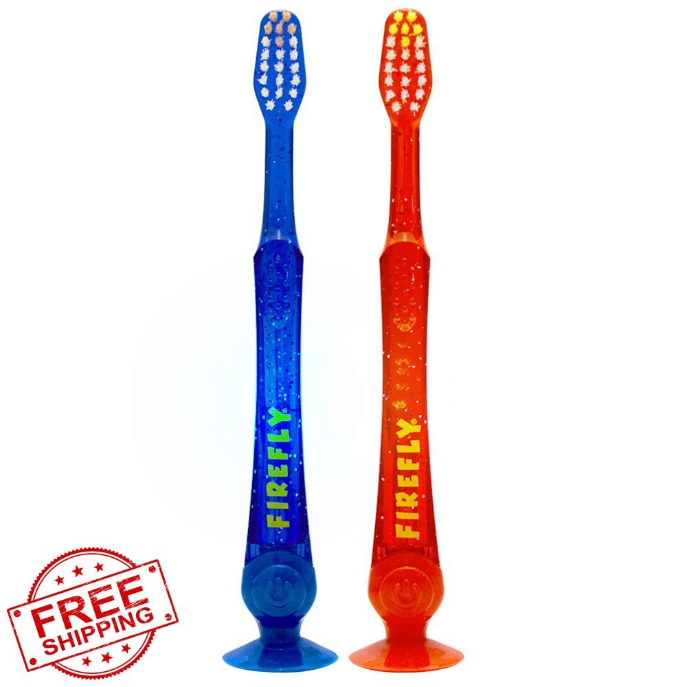 Firefly Light-Up Timer Kids Toothbrush with Suction Cup Soft 2 Count