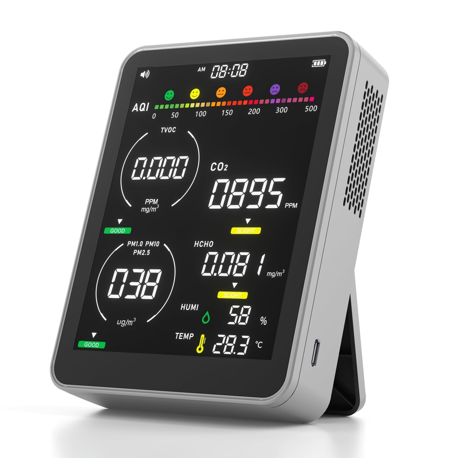 16 in 1 Air Quality Monitor Indoor 9 AQI+7 Alerts, CO2 Monitor Air Quality Te...