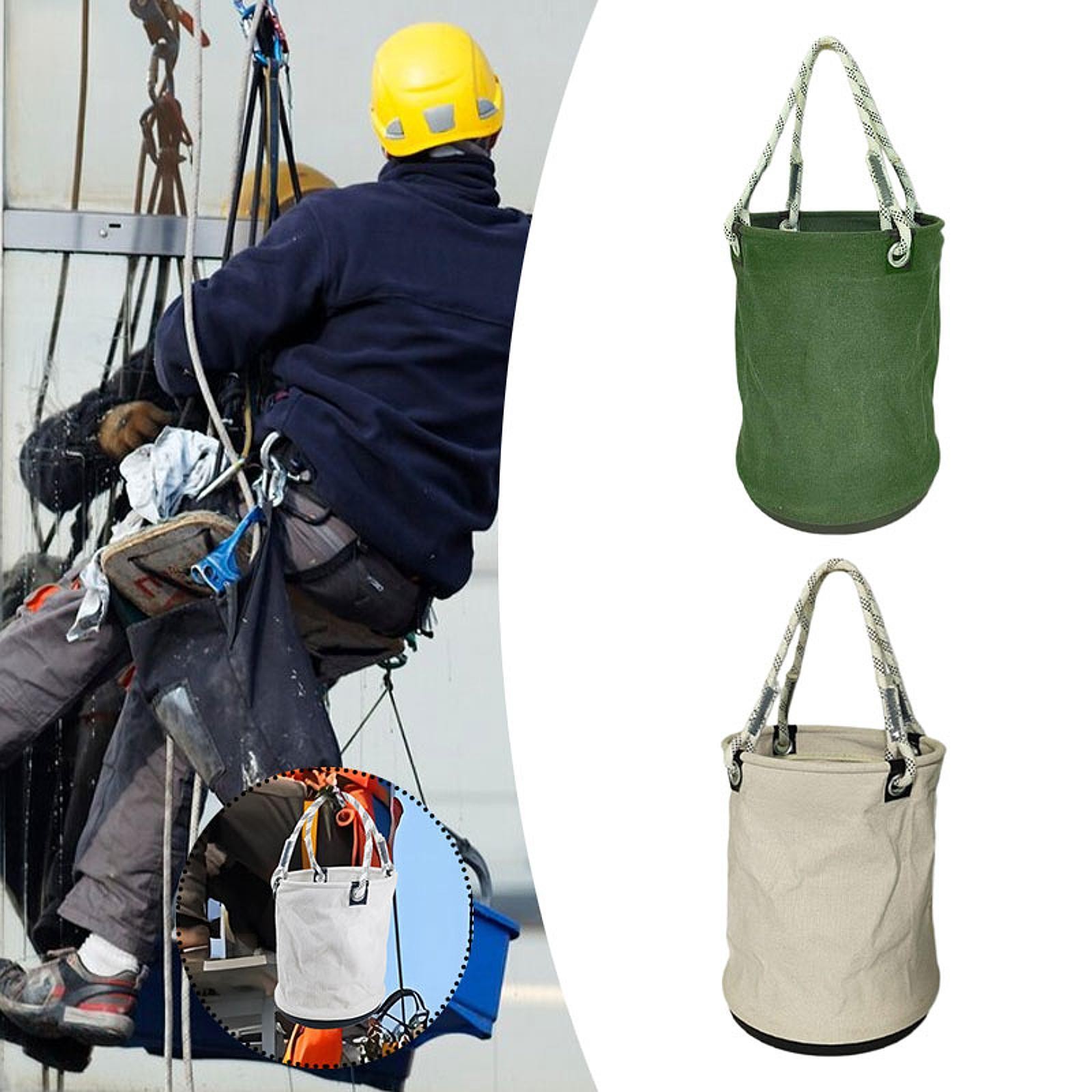 Canvas Bucket with PP Base Foldable Practical Sturdy Reusable Tool Organizer