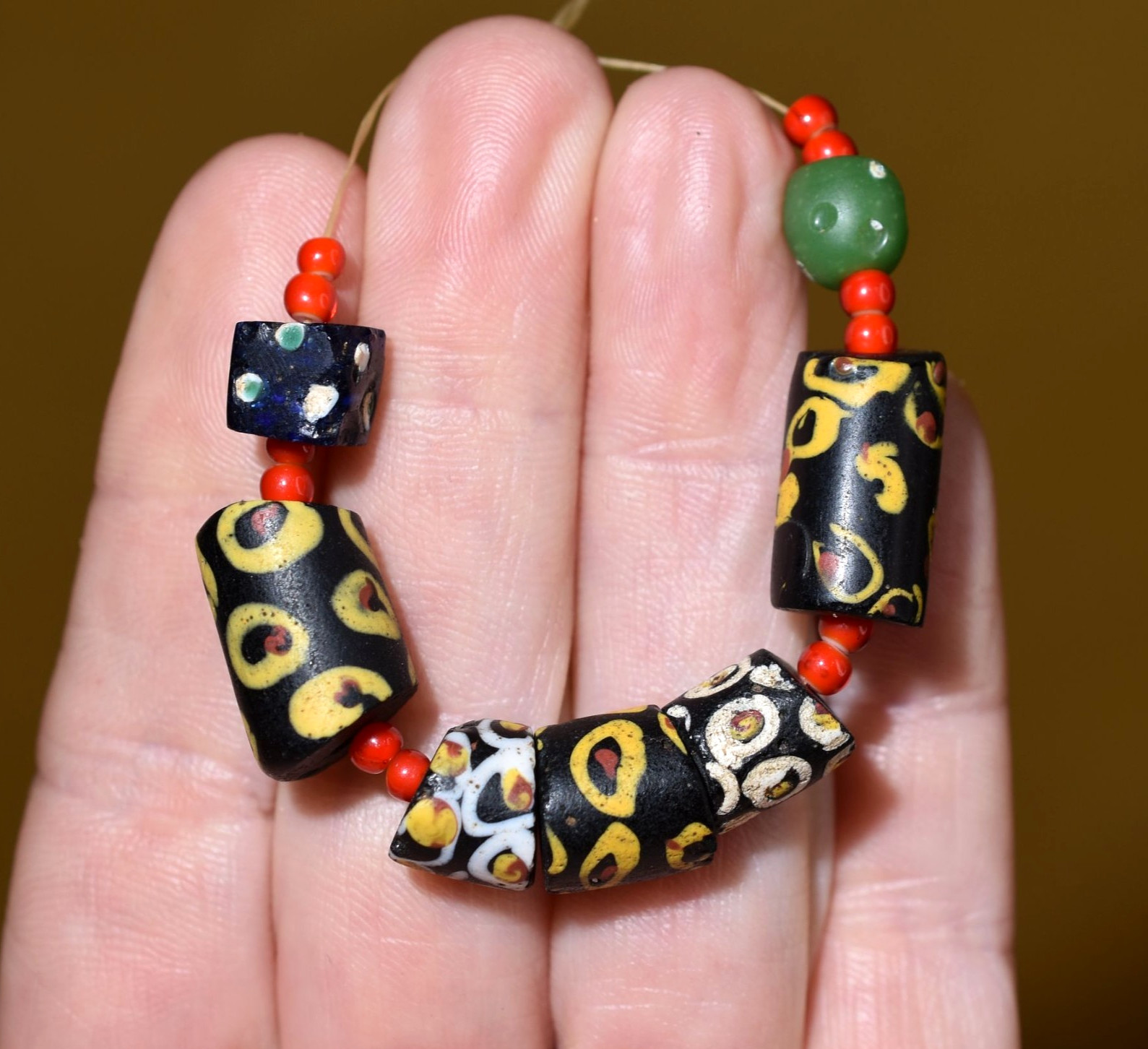 Assorted Antique Venetian Italian Glass Lampwork Fancy Eye Beads, African Trade