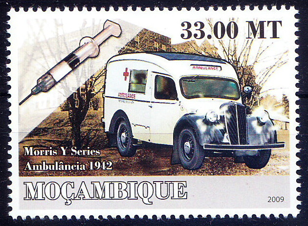 Mozambique 2009 MNH, Ambulance, Red Cross, Syringe, Morris Y Series Ambulance  