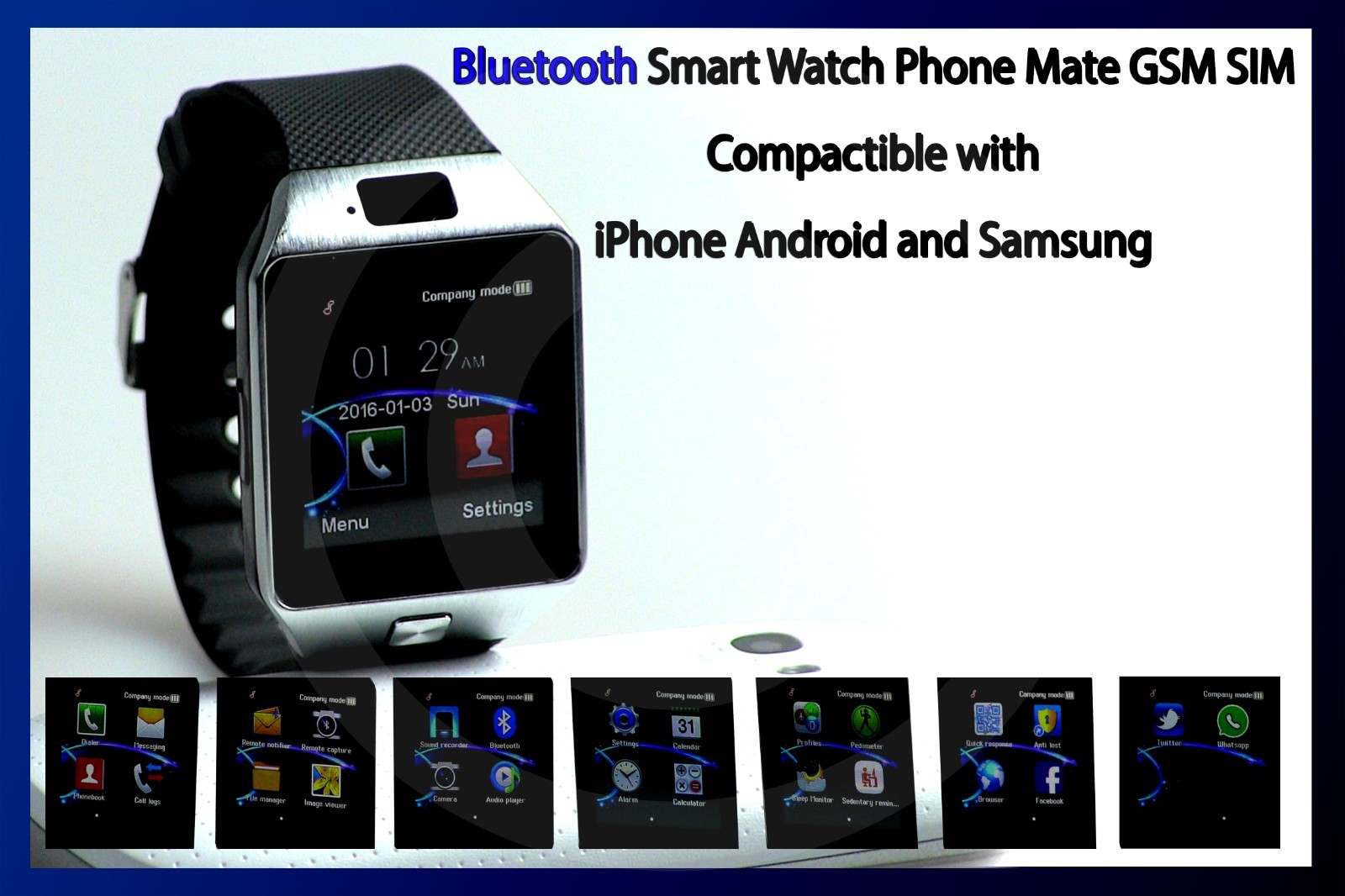 Bluetooth Smart Watch with Camera Waterproof – DZ09 Touchscreen Smartwatch