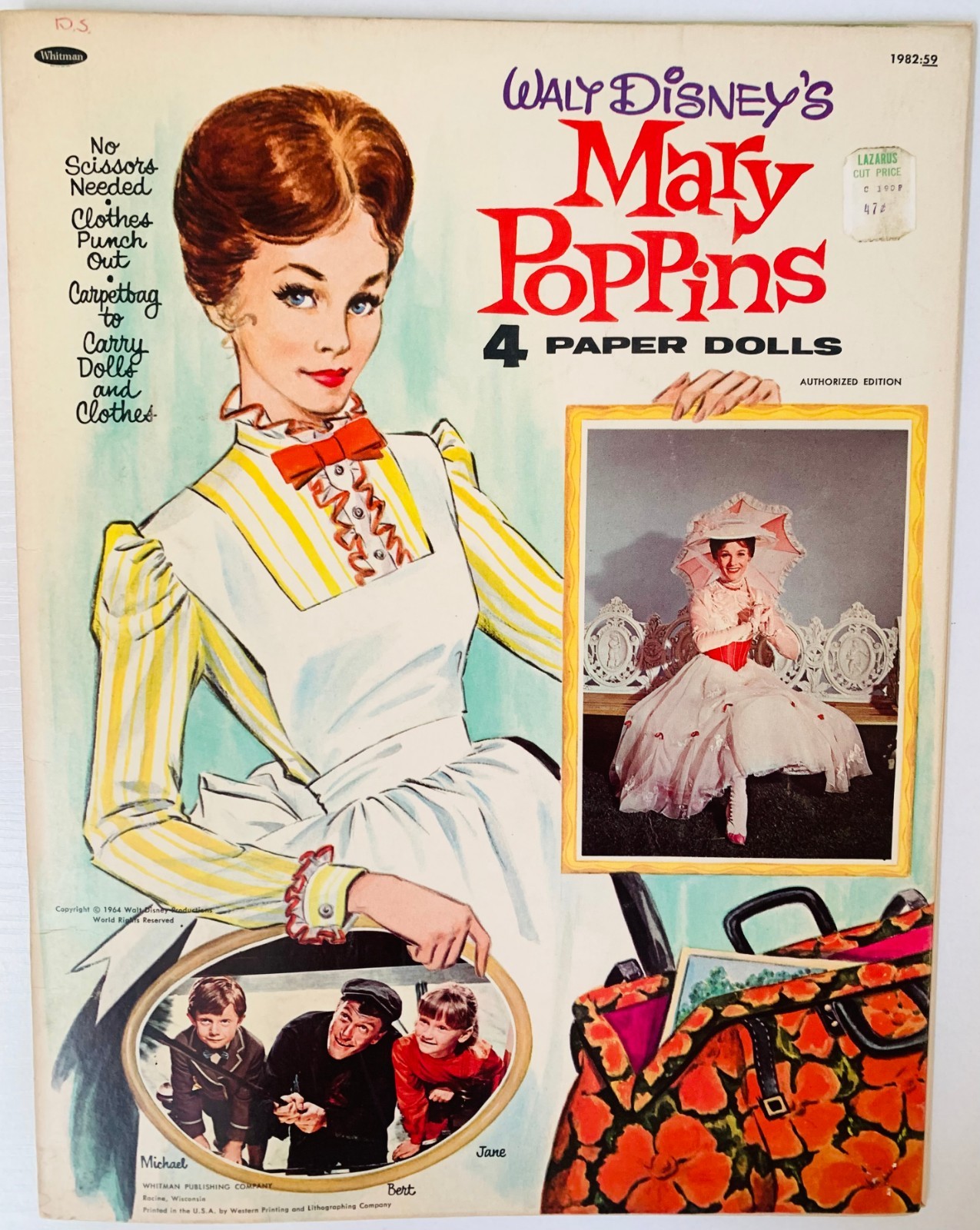 Whitman "Mary Poppins" 1964 Original Vintage Paper Dolls - 4 Dolls Part UNCUT