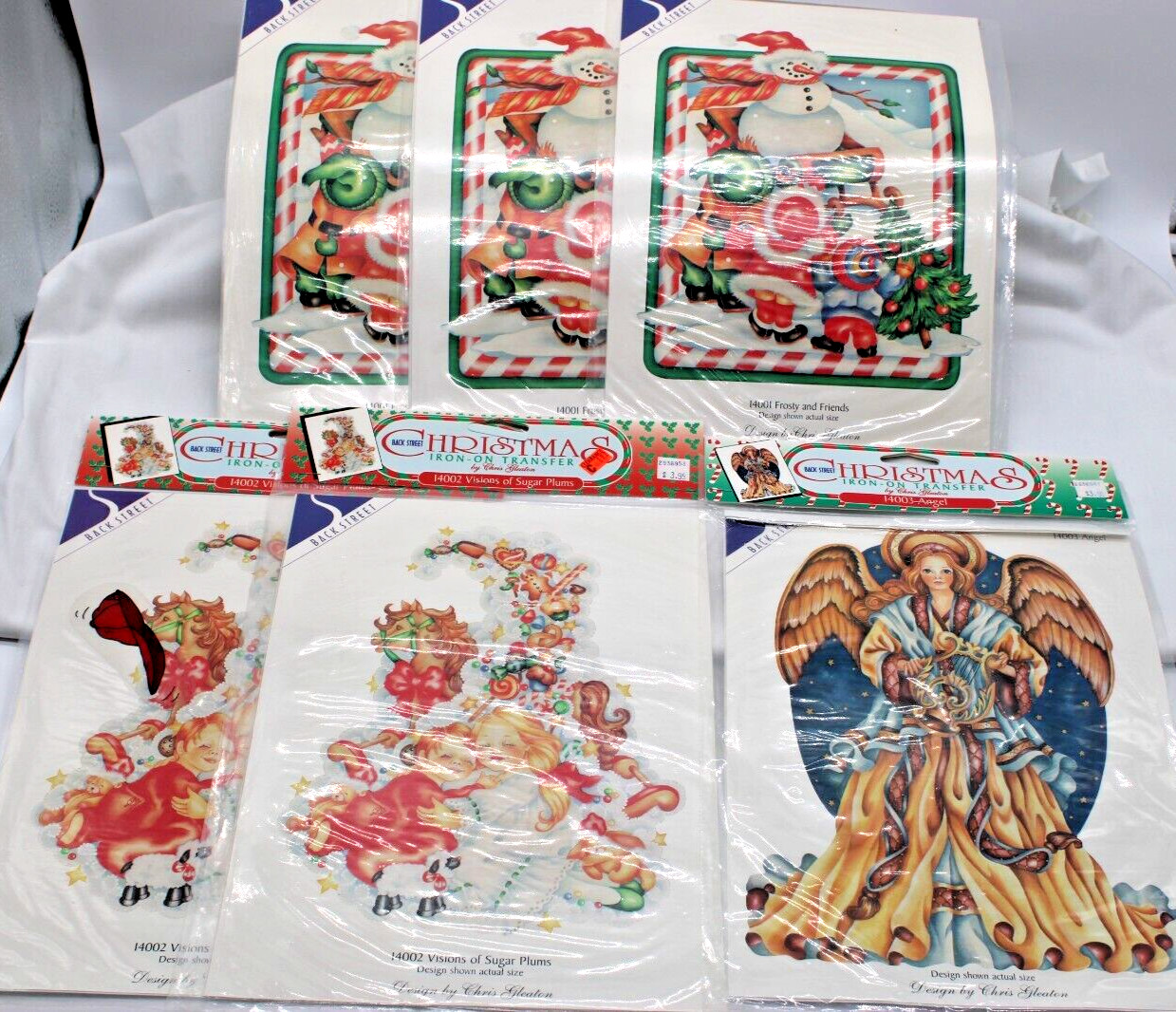 1995 Christmas Iron On Transfers Lot of 6 BackStreet Chris Gleaton Snowman Angel