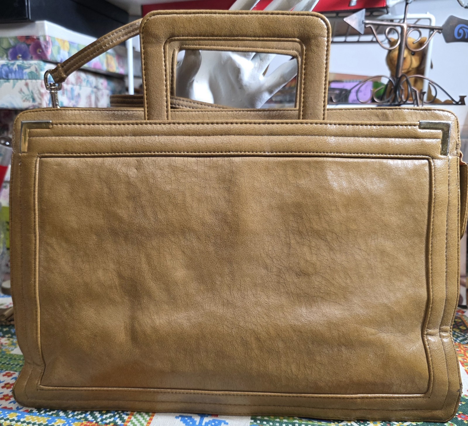 Vintage Brown Leather Briefcase 14 ×10 Needs Conditioned Adjustable Handles