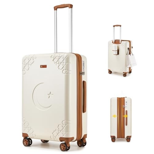  Expandable Carry On luggage with Shock Expandable 1-Piece(20) Beige White