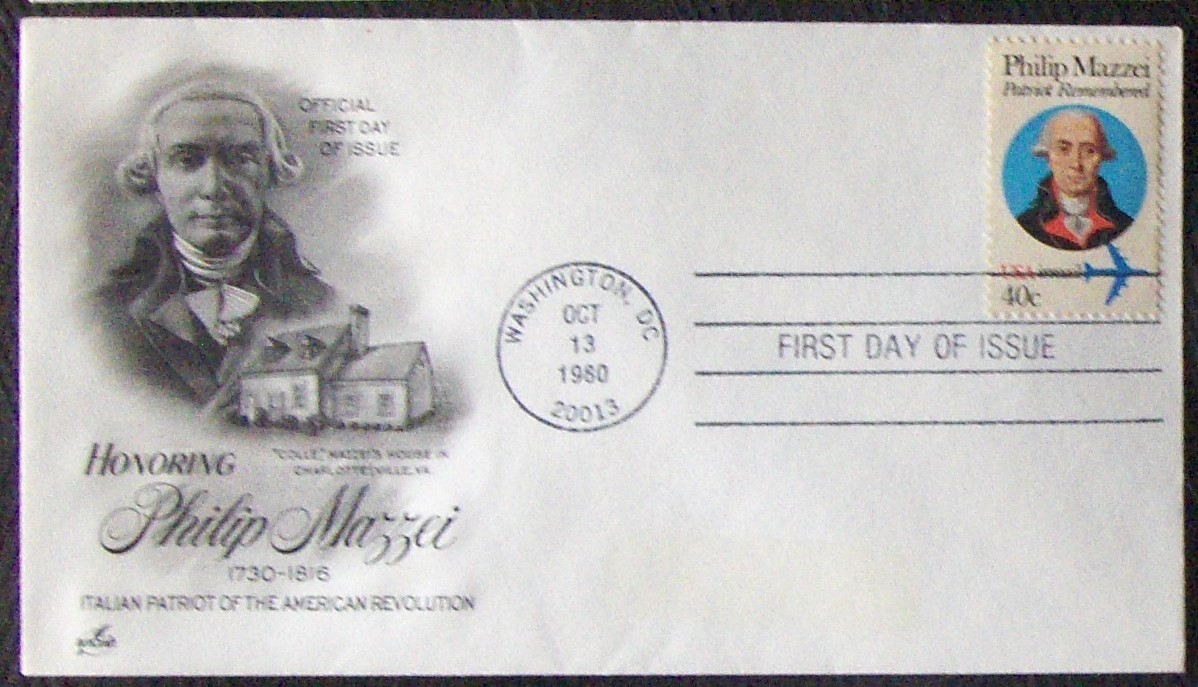 US FDC 40¢ SC #C98 Air Mail PHILIP MAZZEI 1980 ArtCraft.
