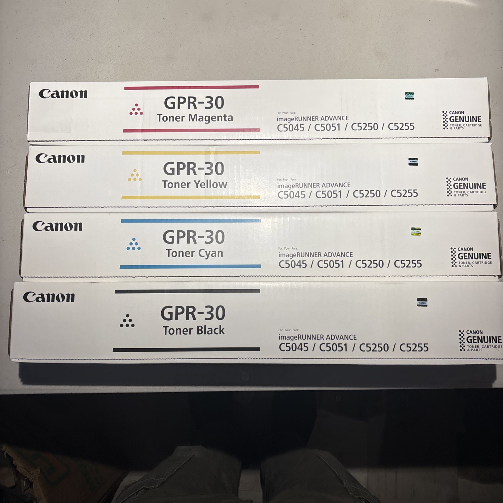 4 New Genuine Canon iR ADVANCE C5045,C5051,C5250,C5255 GPR-30 CMYK Toners