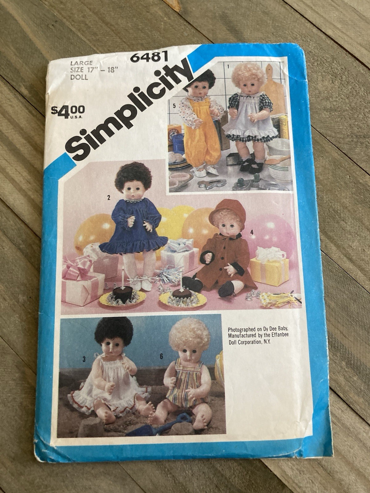 1984 Simplicity Sewing Pattern 6481 Doll Wardrobe 6 Outfits 17-18” COMPLETE