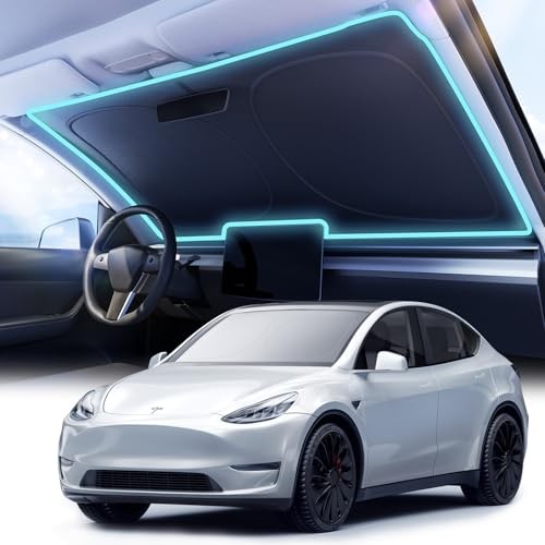 [2025 Upgraded] Nmoiss Model Y Accessories Car Windshield Sun Shade [Dot Tesla